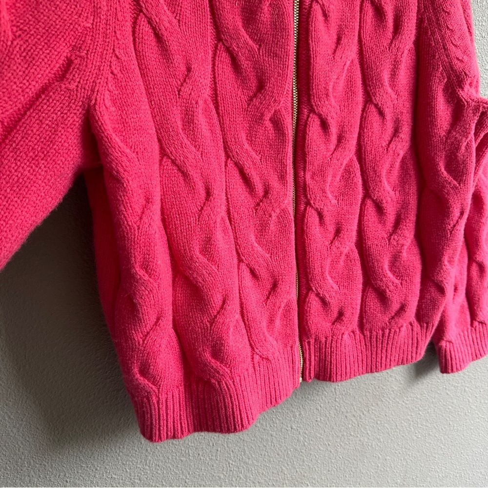 Talbots Pink Cable Knit Zip Collared Sweater Xl P… - image 4